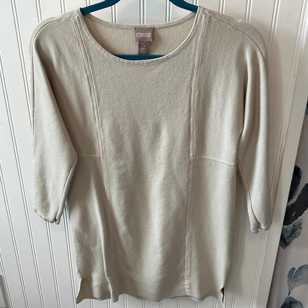Chicos brand longer sweater with 3/4 sleeves